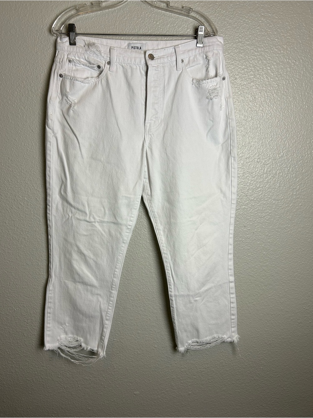 Pistola Womens Size 31 White Distressed Jeans Old Money Quiet Luxury